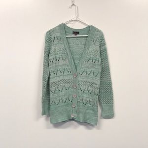 Green and gray cardigan/ sweater